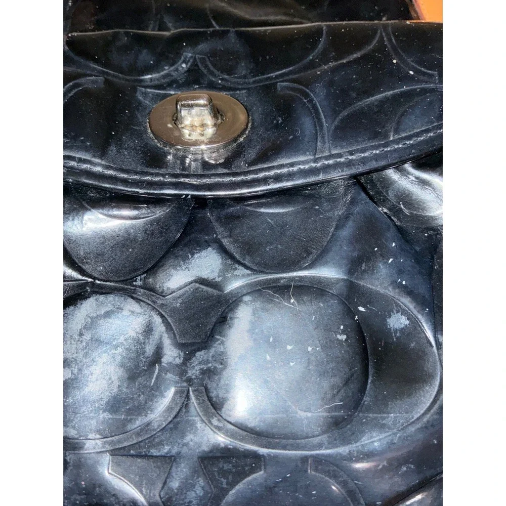 Coach Embossed Patent Leather  Signature C Tote Bag Black F14663 READ